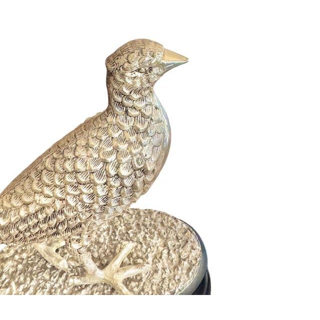 Early 20th Century English Silver Plate Pheasant Sculptures - A Pair For Sale - Image 12 of 15