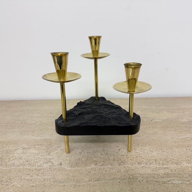 Mid-Century Modern Candleholder in Brass and Resin, 1970s For Sale - Image 12 of 18