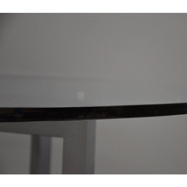 Mid-Century Modern 1970s Low 60” Round Glass Top Dining Table For Sale - Image 3 of 9