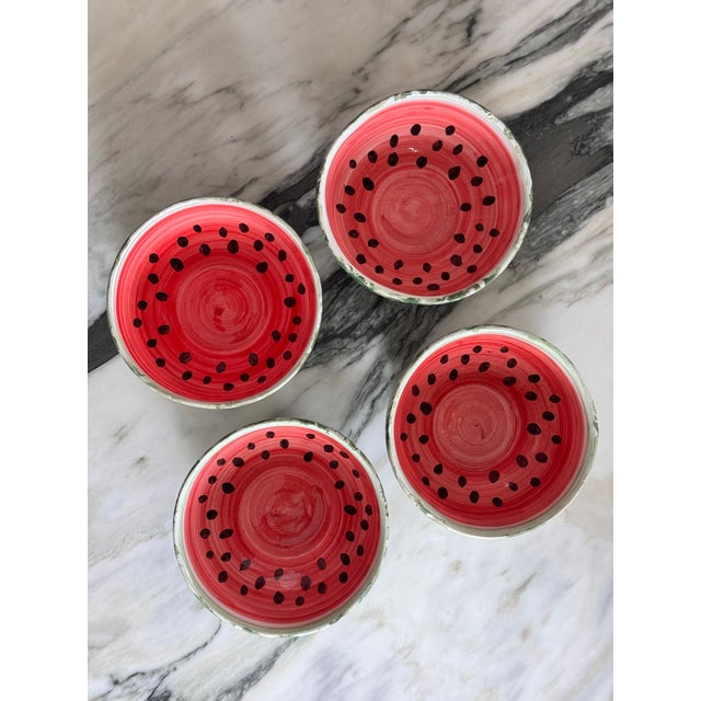 Hand Made in Greece Vintage Watermelon Bowls - Set of Four For Sale - Image 9 of 11