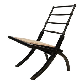 Low Arts and Crafts Japanned Folding Chair in Ebonised Walnut attributed to Edward William Godwin For Sale