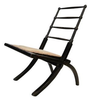 Low Arts and Crafts Japanned Folding Chair in Ebonised Walnut attributed to Edward William Godwin