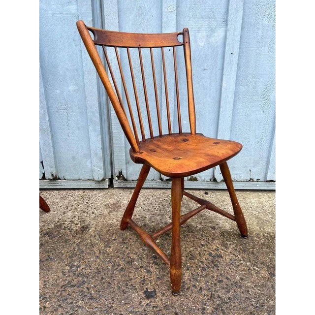 Pair Antique Yellow Pine Side Chairs, 19th Century For Sale - Image 11 of 11