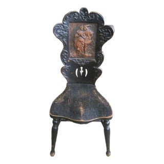 Antique Embossed Leather Accent Chair For Sale