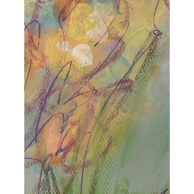 Original Mixed Media Artwork “Flowers in Field” (Watered Acrylic Painting and Ink on Art Paper); Signed, Framed For Sale - Image 4 of 12