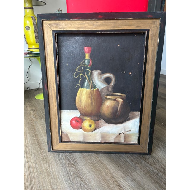 Shabby Chic Vintage Still Life Oil Painting For Sale - Image 3 of 11