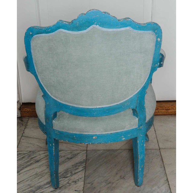 Dining Chairs with Azure Blue Patina, Set of 6 For Sale - Image 5 of 10