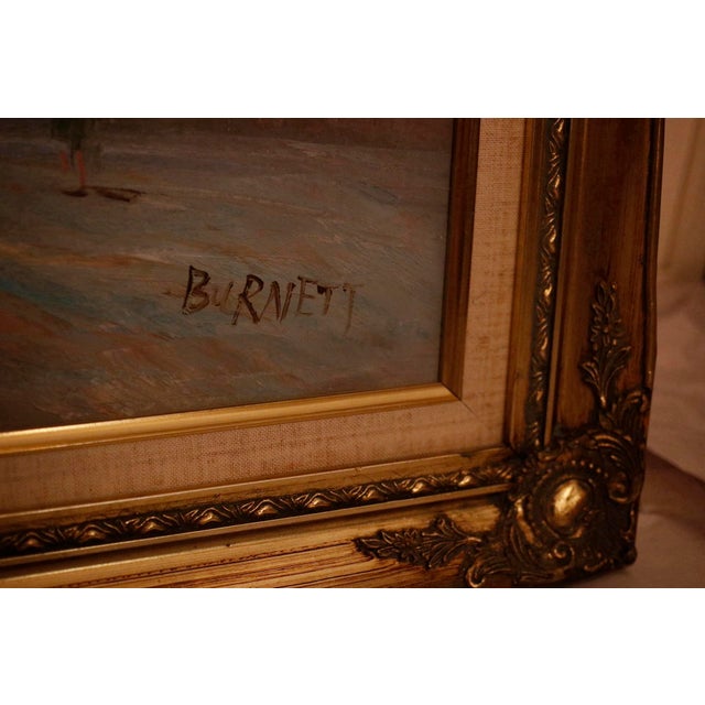 Mid-Century Modern Authentic 1950s Caroline Burnett Framed Oil on Canvas Impressionistic Painting of Parisian Street and Moulin Rouge For Sale - Image 3 of 15