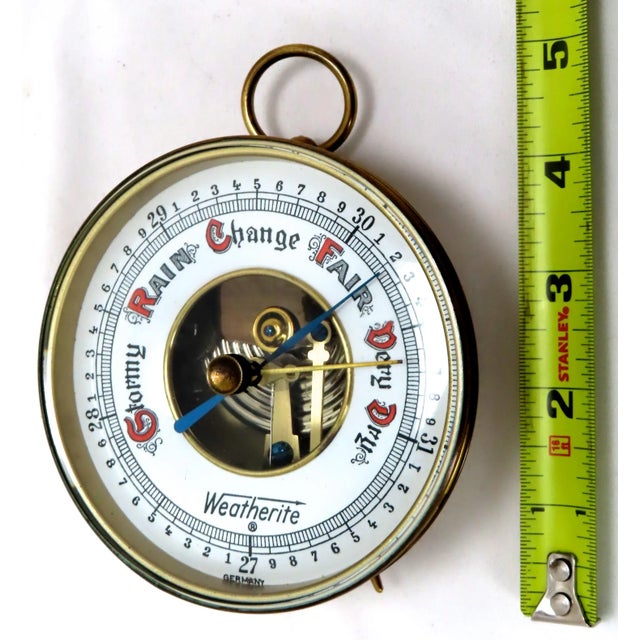Vintage Brass Wall Mount or Desk Top Barometer Made in Germany For Sale - Image 12 of 13