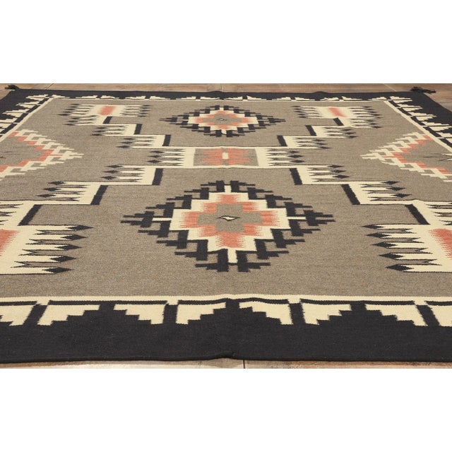 Gray Southwestern Navajo-Style Rug With Storm Pattern - 09'01 X 11'07 For Sale - Image 8 of 9