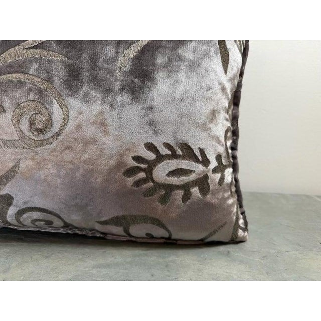 Custom Rococo Silk Velvet Pillows by Nomi Textiles, Made in Usa For Sale In Los Angeles - Image 6 of 9