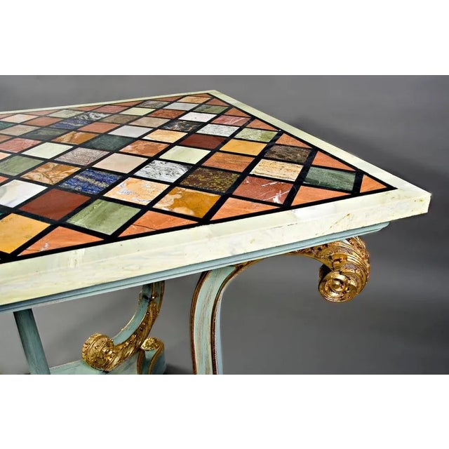 20th Century Pietra-Dura Classicism Pastel Light Blue Table For Sale - Image 3 of 11