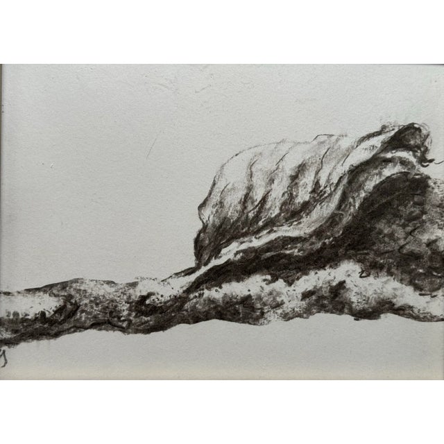 Contemporary Abstract Charcoal Drawing on Rag Paper, With Wood Gilt Frame, Ready to Hang (Uv Plexiglass Face) For Sale - Image 4 of 7