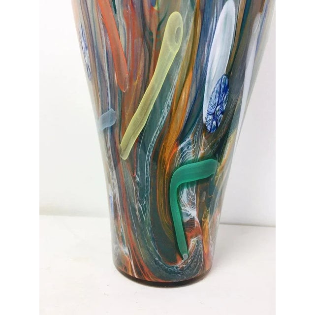 Large Vintage Multicolor Murano Glass Vase, 1970s For Sale - Image 6 of 11