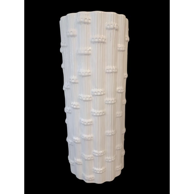 Boho Chic Vintage Boho Faux Bamboo Ceramic Umbrella Stand For Sale - Image 3 of 6