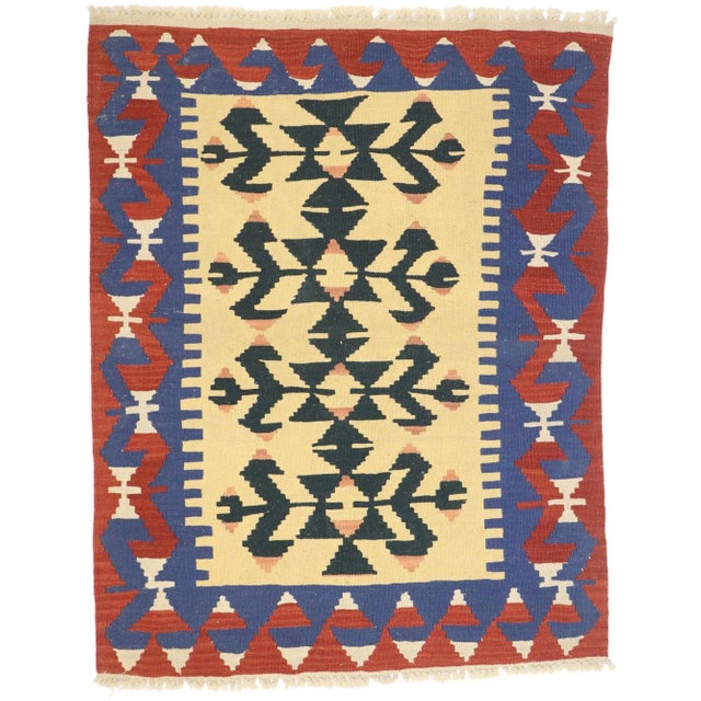 Vintage Persian Shiraz Kilim Rug - 03'01 X 03'10 For Sale - Image 9 of 9