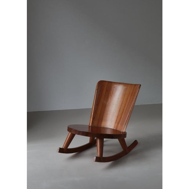 Modern Swedish Rocking Chair in Pine & Sheepskin attributed to Göran Malmvall, 1930s For Sale - Image 16 of 18