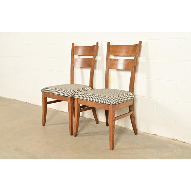 Late 20th Century Stickley Mission Oak Arts & Crafts Side Chairs or Dining Chairs, Pair For Sale - Image 5 of 16