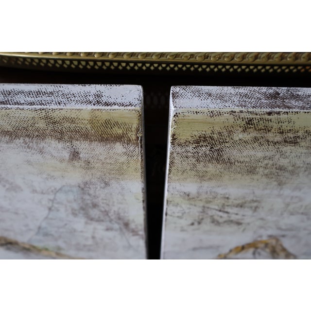 Pair of Vintage Hand-Painted Chinese River Village Solid Wood Panels For Sale - Image 14 of 18
