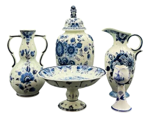 Dutch Blue Royal Vase from Delft, 1960s, Set of 5