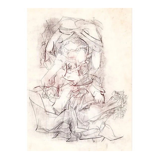 1965 Hella Fischer-Thorer Abstract Mixed Media Lithograph For Sale