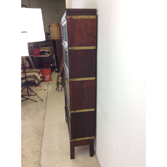 Globe Wernicke Antique Globe Wernicke 4 Box Barrister Bookcase With Mahogany Finish and Brass Accents For Sale - Image 4 of 12