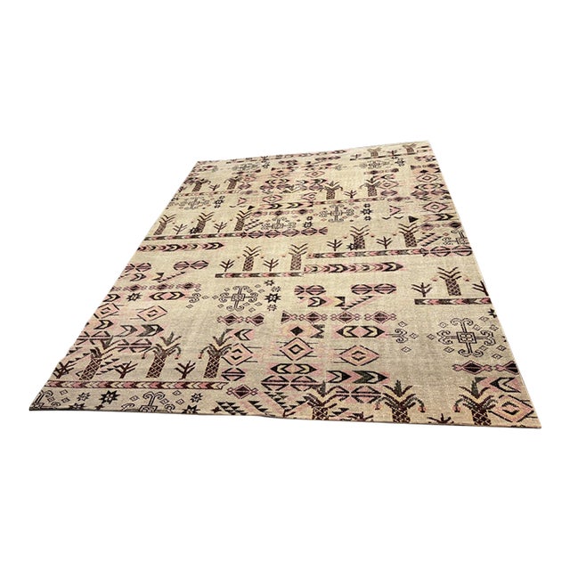 8ft11in × 12ft West Elm Hand-Knotted Paradise Area Rug, Pink Blossom For Sale