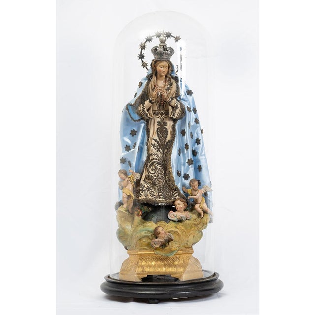 Antique 19th Century Neapolitan Immaculate Virgin Mary Sculpture For Sale - Image 6 of 6