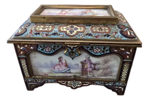 Mid 19th Century Antique Museum Quality Bronze Champleve Jewel Box