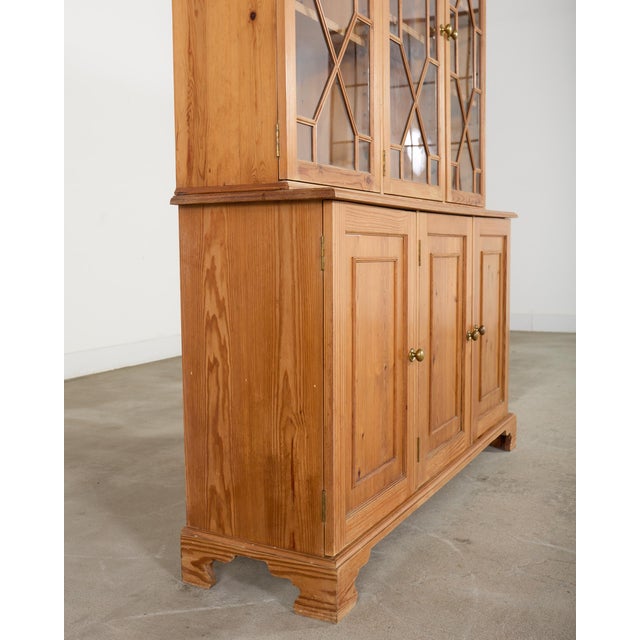 Brown Country English Georgian Style Pine Astral Glazed Bookcase For Sale - Image 8 of 18