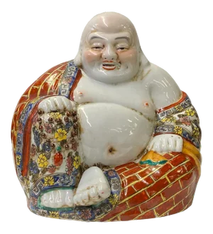 Chinese Canton MIX Ceramic Happy Laughing Buddha Statue
