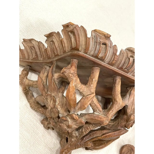 Brown Vintage French Carved Cerused Floral Wall Bracket For Sale - Image 8 of 10