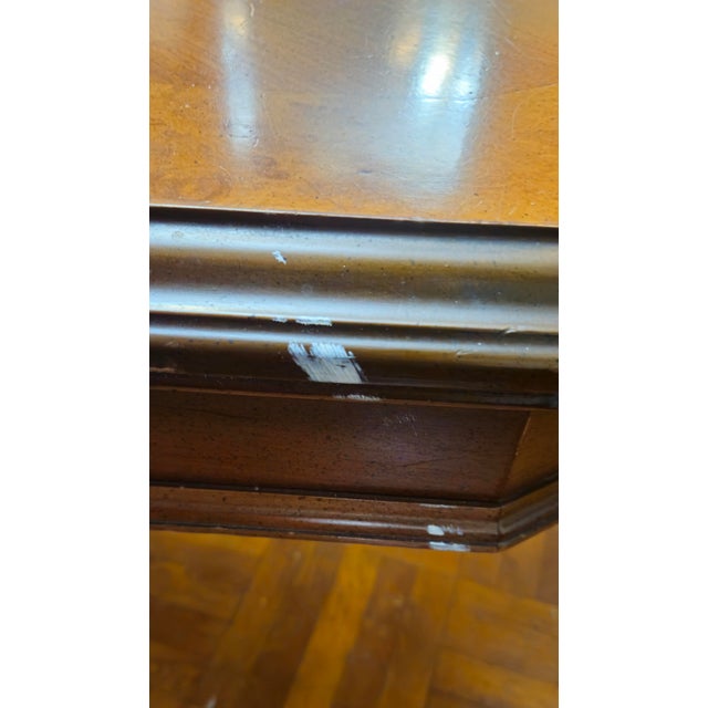 1970s Solid Walnut Double Urn Leg Pedestal Dining Table, Extendable For Sale - Image 12 of 12