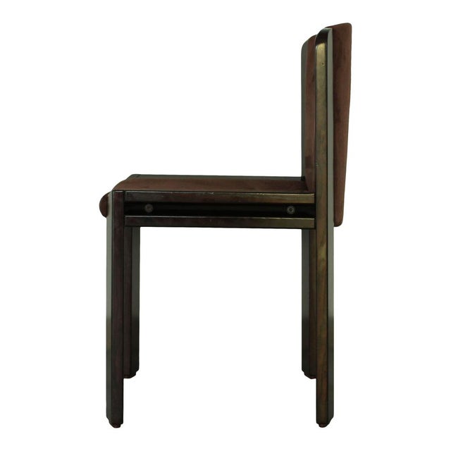 Mid-Century Modern Model 300 Dining Chairs in Walnut and Brown Velvet by Joe Colombo for Pozzi, 1966, Set of 4 For Sale - Image 14 of 18