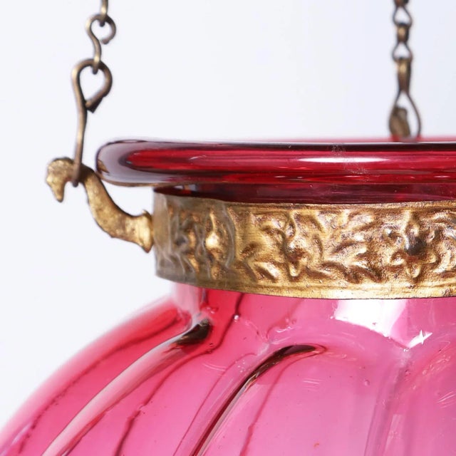 English Colorful Antique Smoke Bell Light Fixture For Sale - Image 3 of 4