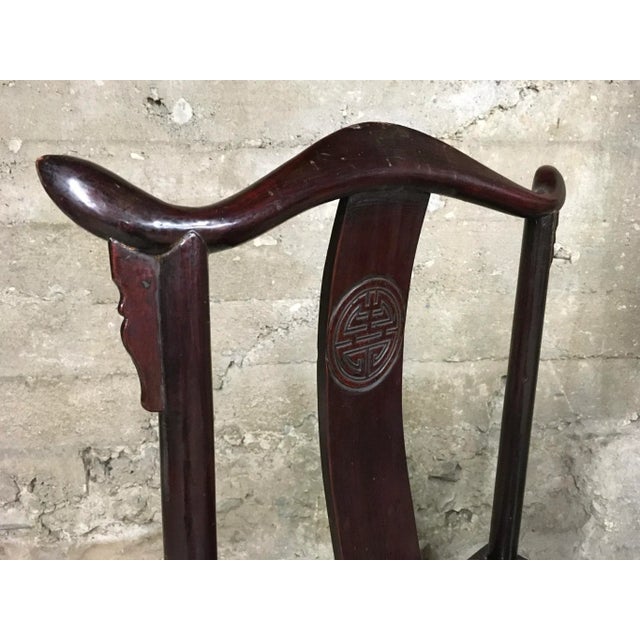 Chinese Pair of Antique Chinese Yoke-Back “Official’s Hat” Chairs — Elmwood or Cypress, Oxblood Lacquer Finish For Sale - Image 3 of 10