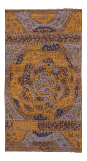 Rug & Kilim Tribal Style Rug in Gold, Beige-Brown Pattern, 3x5