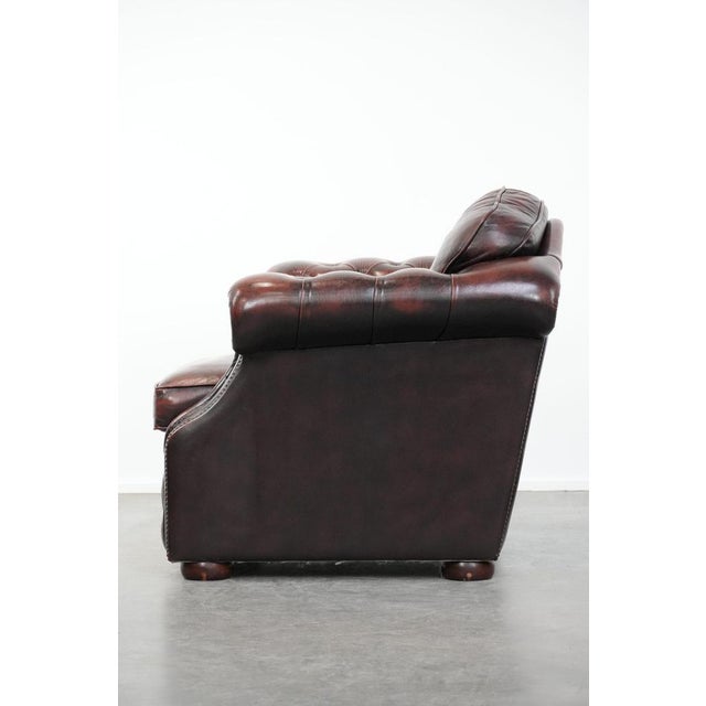 1990s Chesterfield Club Chair in Red Flamed Cowhide Leather For Sale - Image 5 of 12