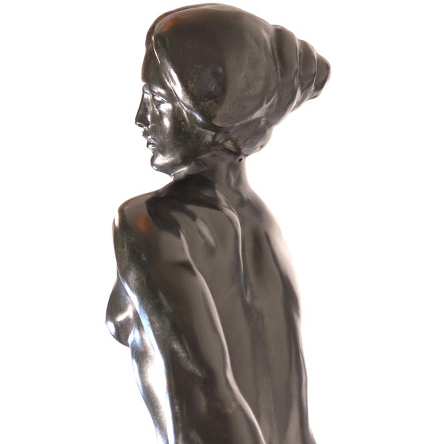 Early 20th Century E. Popineau Signed Large, Original, French Art Deco Bronze Female Cymbal Dancer - Francois Emile Popineau For Sale - Image 14 of 18