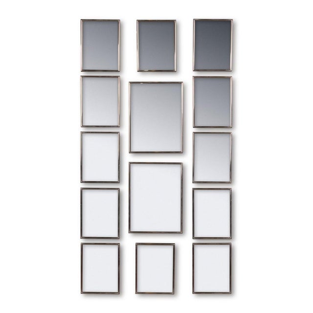 Vintage Italian Collection of White Metal Framed Mirrors, 1950, Set of 14 For Sale - Image 9 of 9