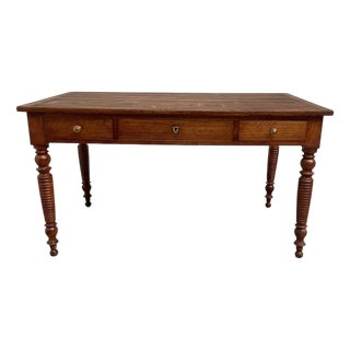 Drapery Farm Table in Walnut and Pine For Sale