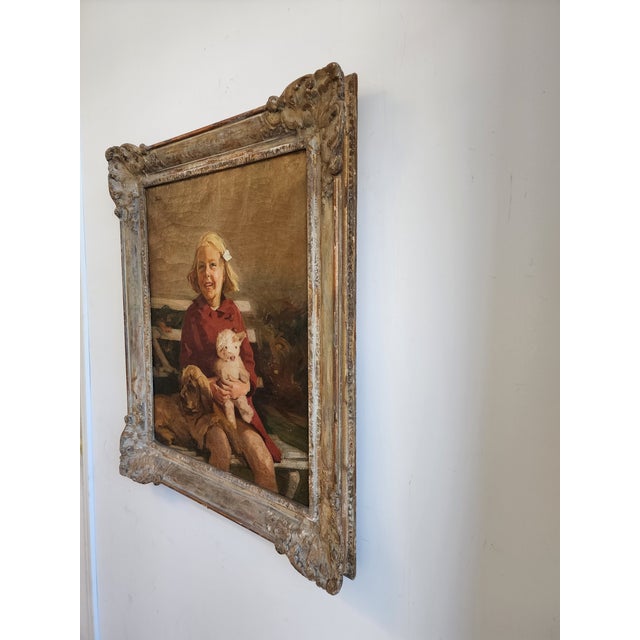 Early 20th Century Girl and Friends Oil on Canvas Portrait by John Trubee For Sale - Image 11 of 18