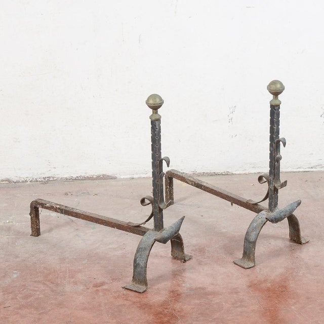 Cast Iron Fireplace Andirons, Set of 2 For Sale - Image 5 of 7