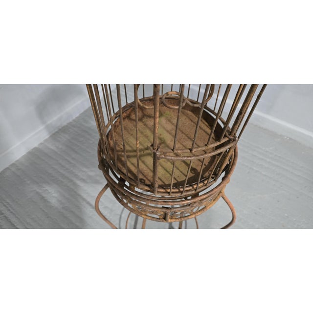 Late 19th Century Victorian Cast Iron Bird Cage on Stand, 1880s For Sale - Image 5 of 8