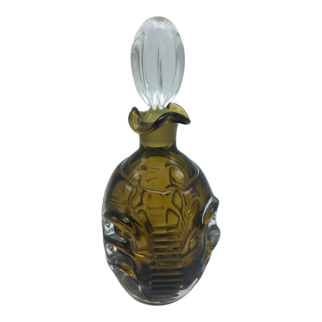 1960s Mid-Century Pinched Glass Decanter For Sale