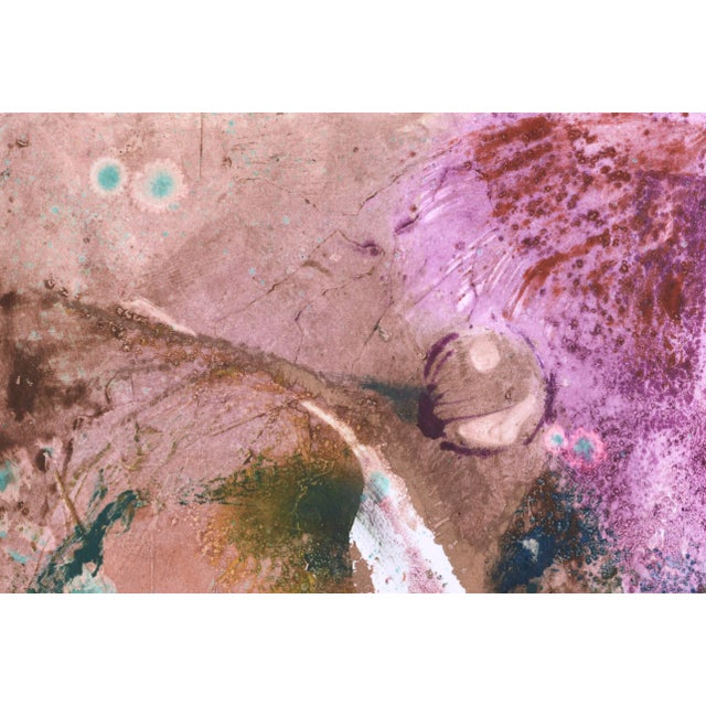 Abstract Expressionism David Stephens Tan and Magenta Abstract Textured Monotype Circa 1990s For Sale - Image 3 of 9