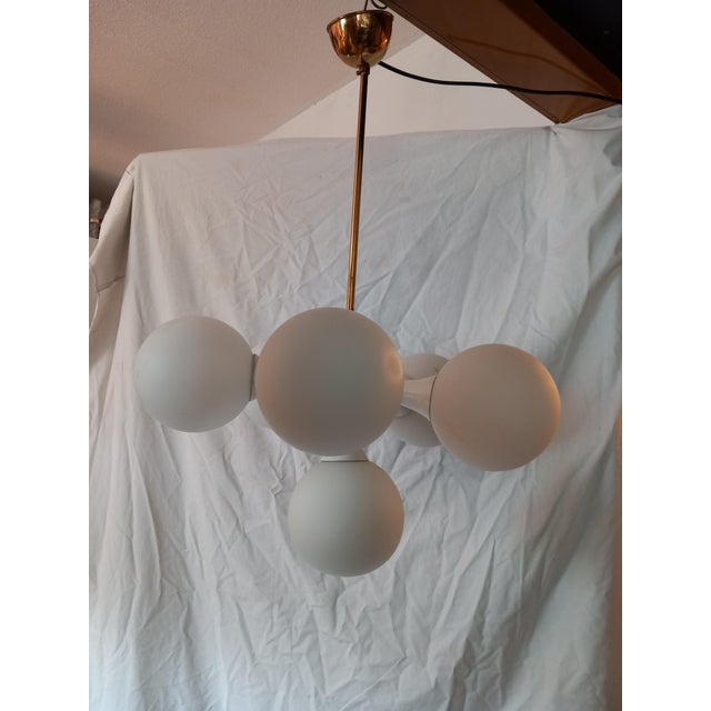 Space Age Austrian Chandelier in Brass and Glass, 1970s For Sale - Image 6 of 8