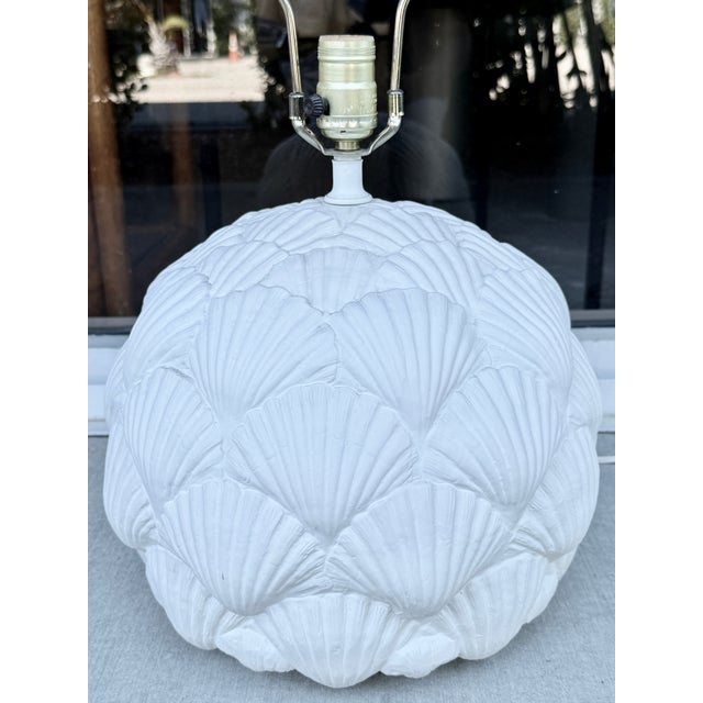 Coastal Shells Pattern Plaster Table Lamp For Sale - Image 3 of 8