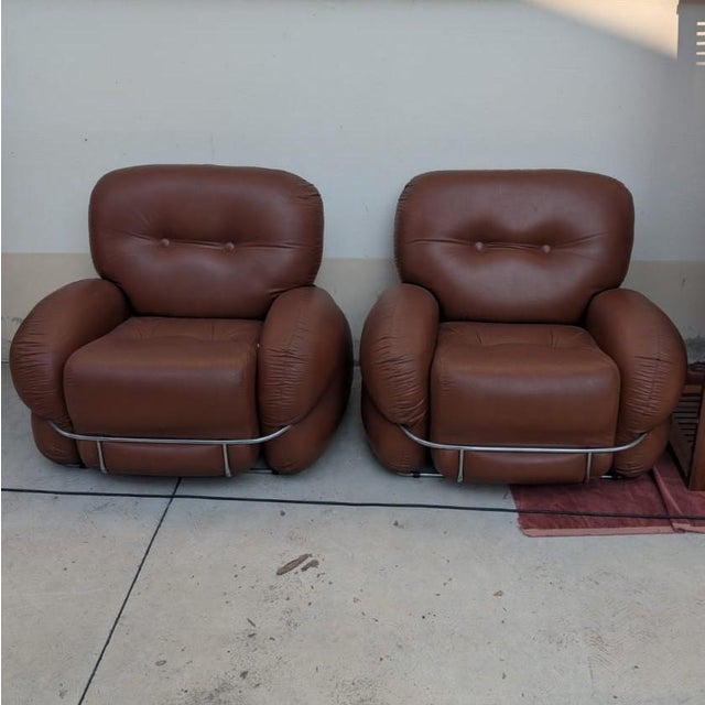 Brown Okay Chairs by Adriano Piazzesi, 1970s, Set of 2 For Sale - Image 8 of 8