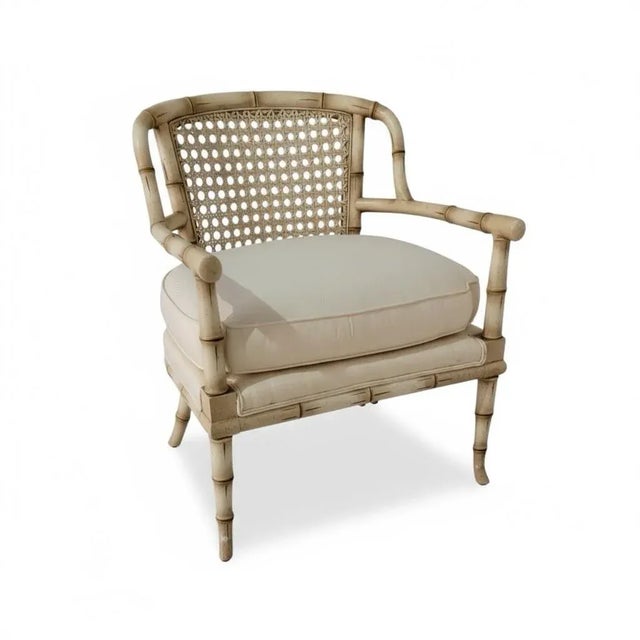 Mid-Century Regency Style Faux Bamboo & Cane Bergere Chairs - Pair For Sale - Image 4 of 10